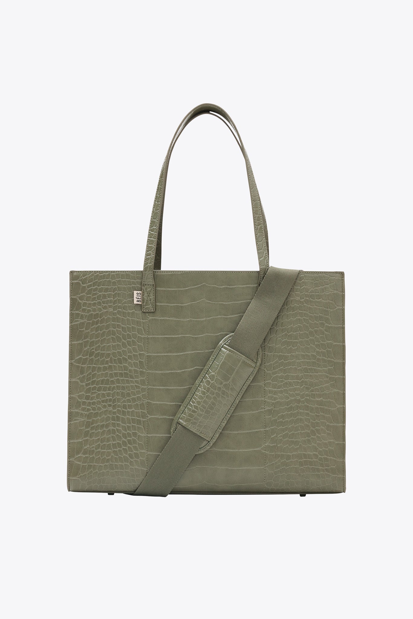 BÉIS 'The Large Work Tote' in Olive Olive Green Large Laptop Bag Tote Bag For Work BÉIS Travel UK