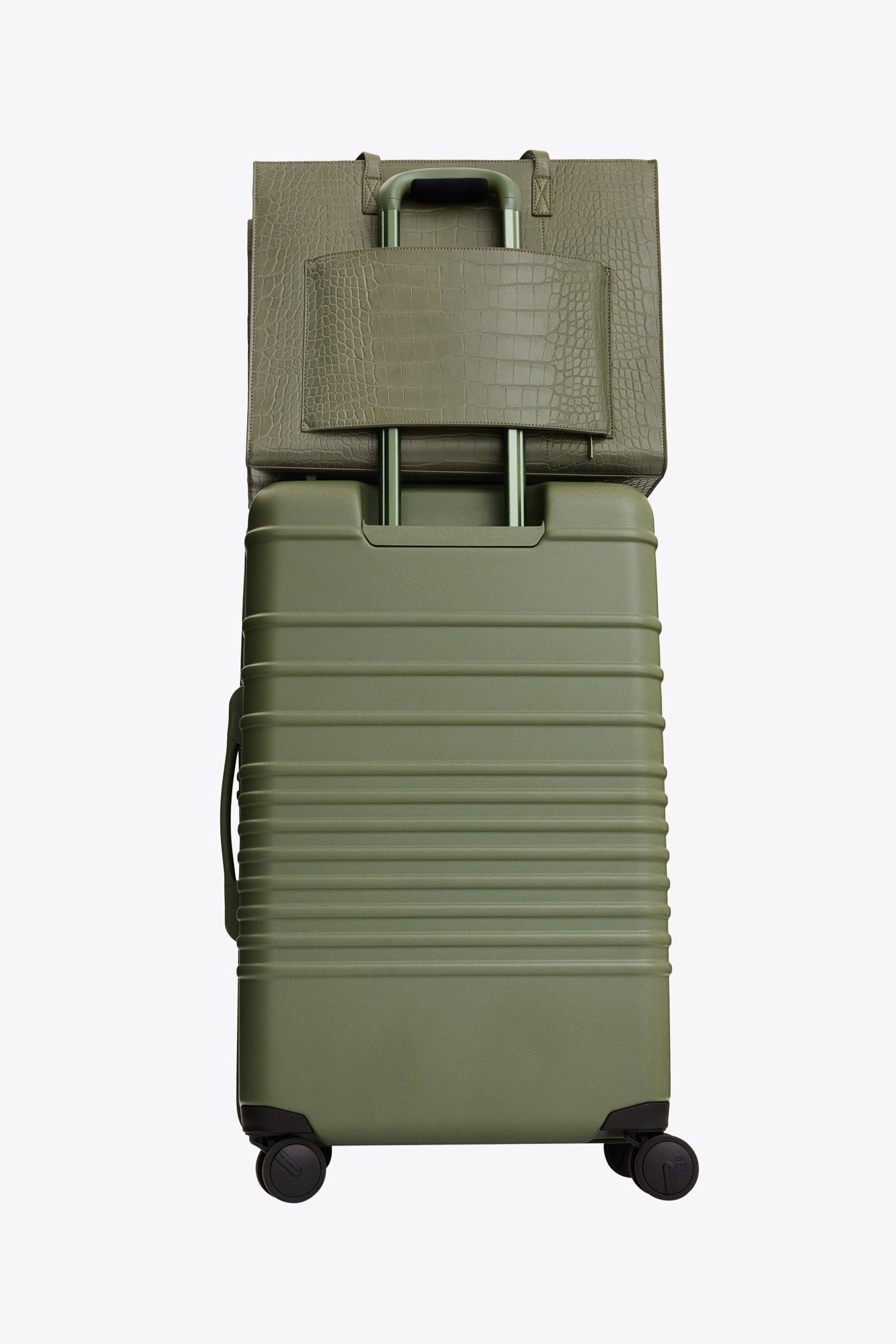 The Large Work Tote in Olive Croc