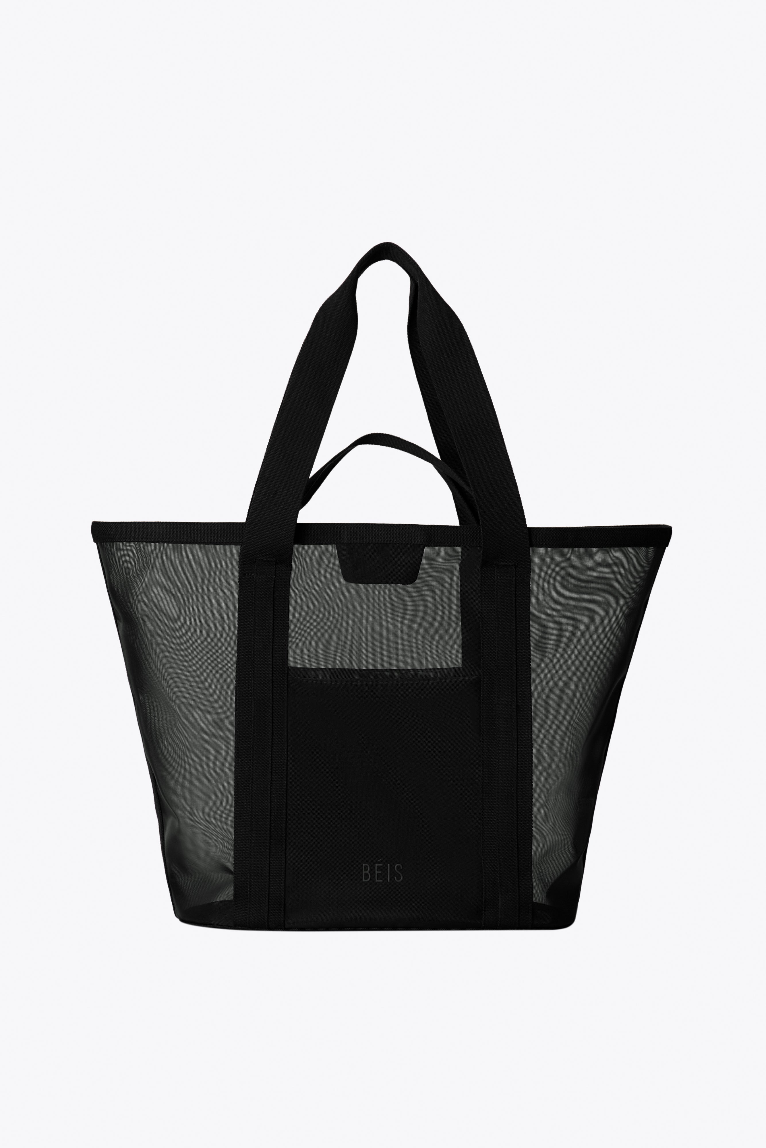 BÉIS 'The Mesh Beach Tote' in Black - Mesh Beach Bag & Beach Tote