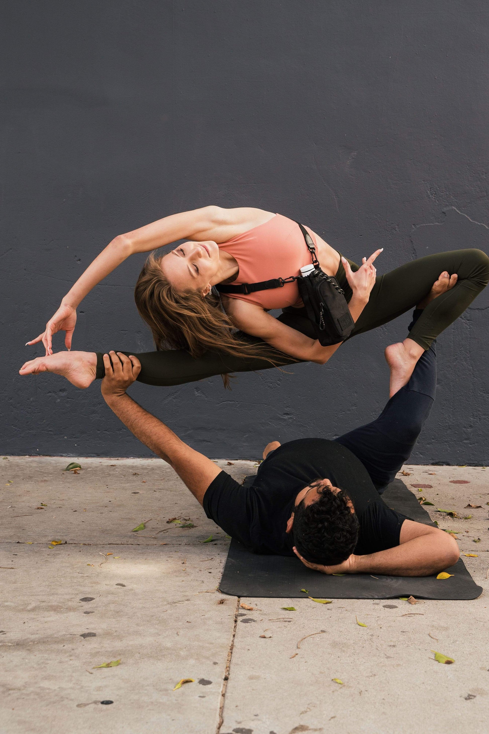 Water Bottle Sling Black Front Yoga Models