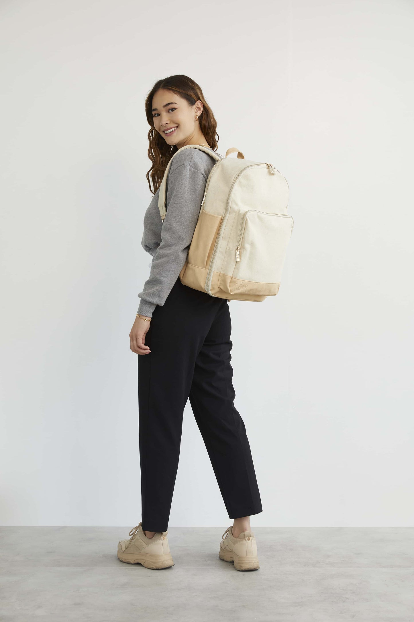 Backpack Beige Model Front