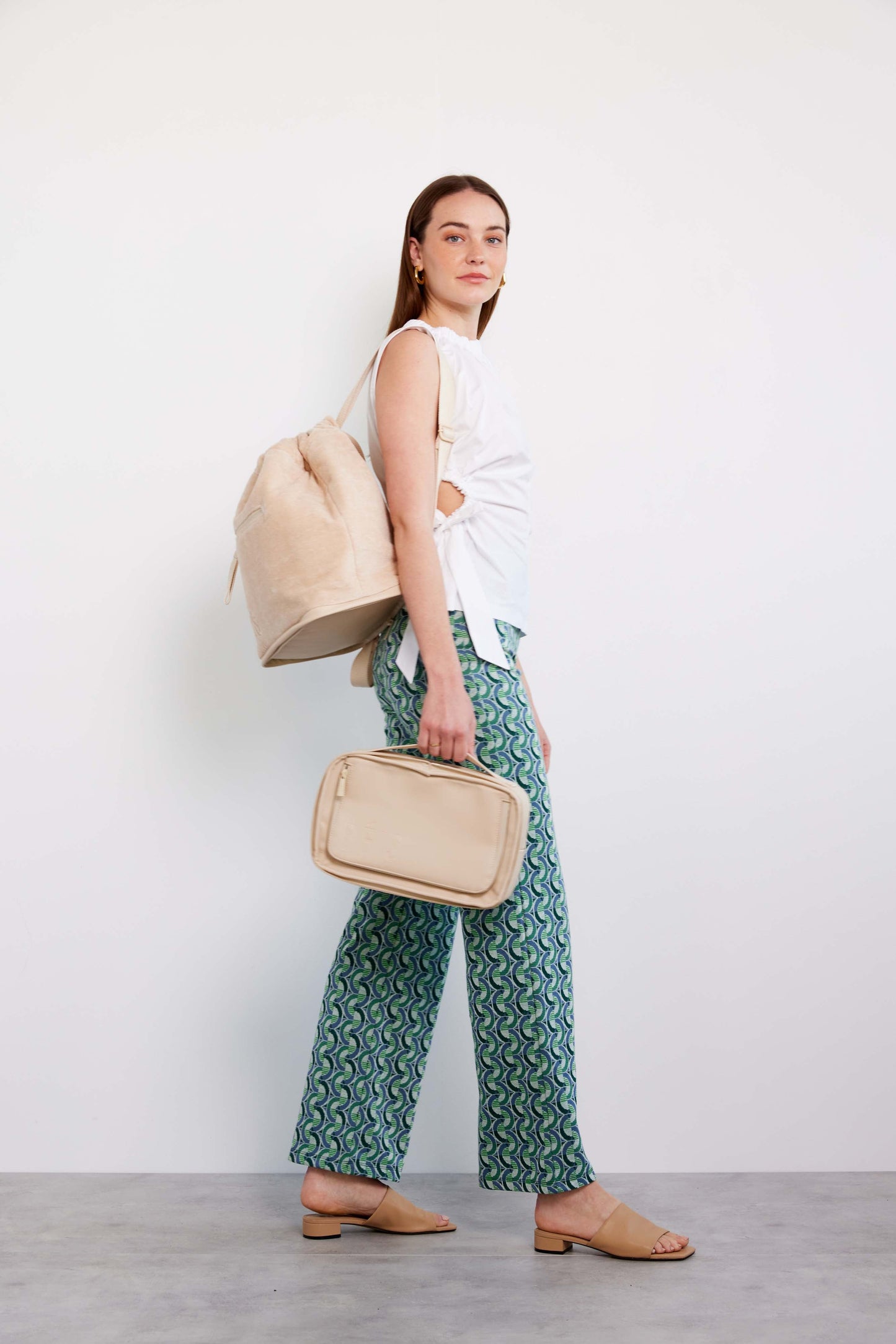The Terry Backpack Cooler in Beige