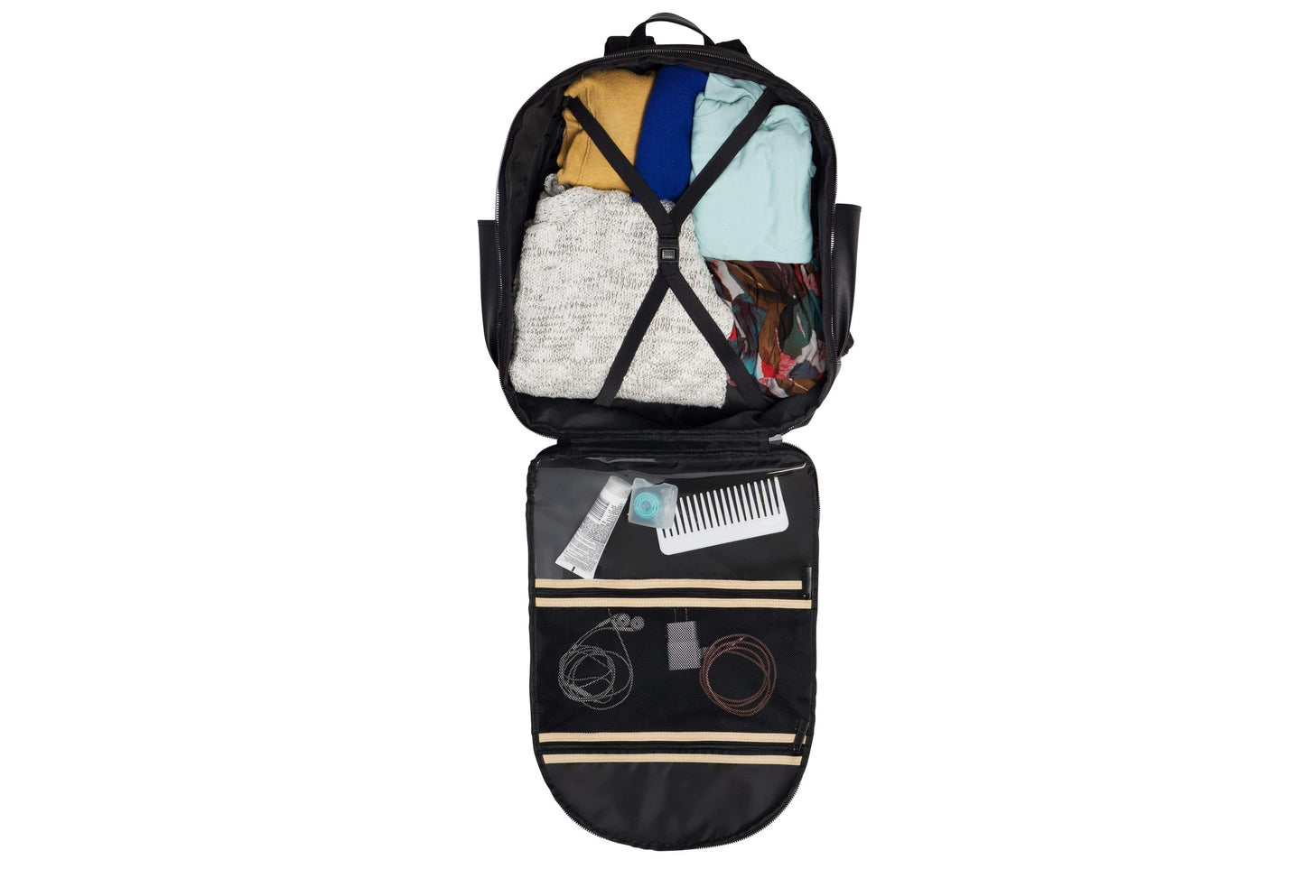 BEIS by Shay Mitchell | The Backpack in Black (Product Image - Open)