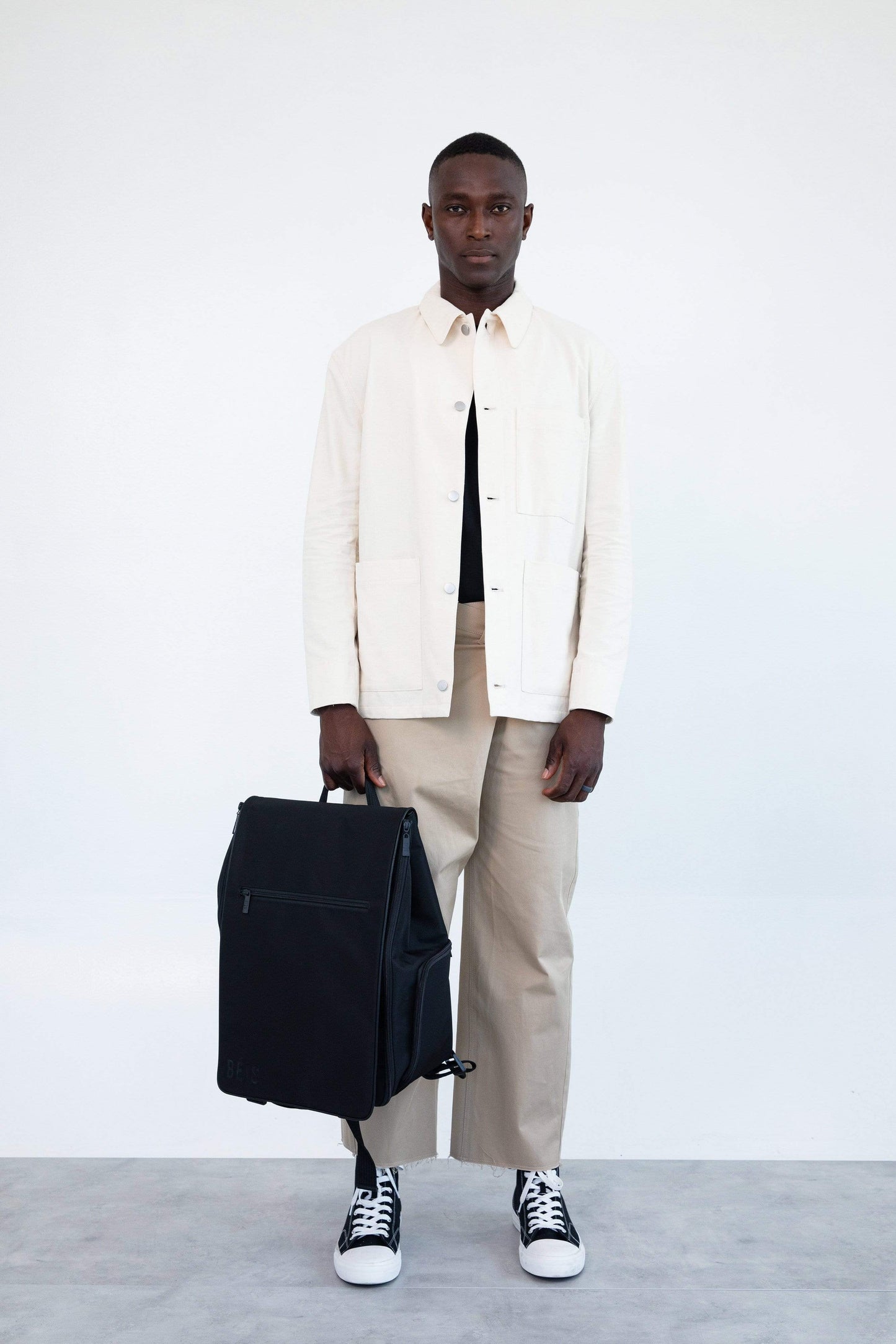 Hanging Backpack in Black with Model