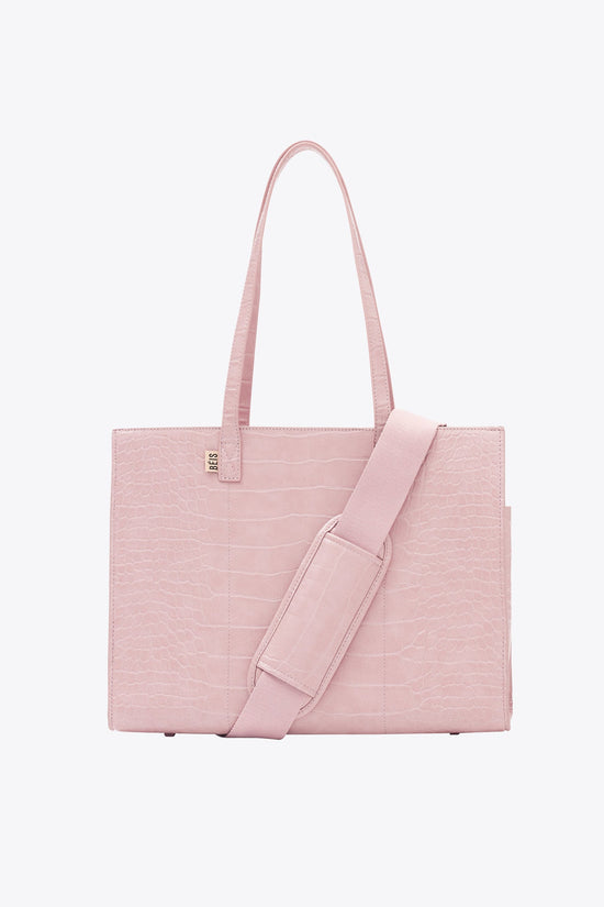 The Work Tote in Atlas Pink Croc