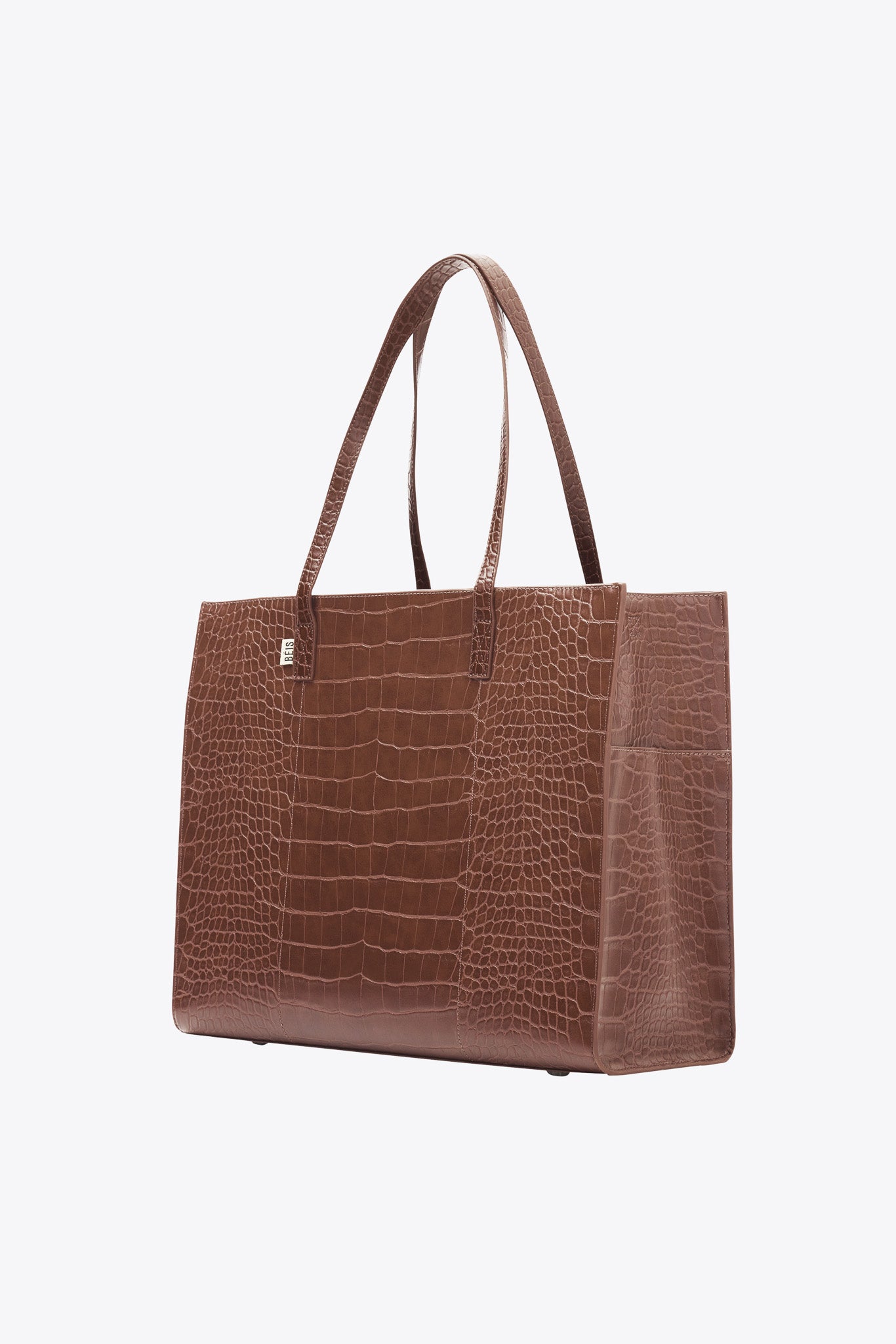 BÉIS 'The Large Work Tote' in Maple Croc Large Brown Laptop Bag