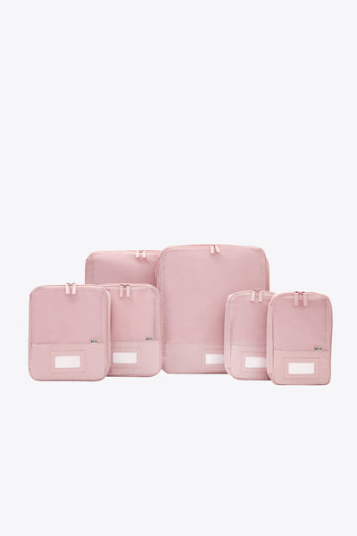 JJ POWER 6-Piece Lightweight Travel Packing Cubes Set - Pink Compression Organizers With Shoe Bag