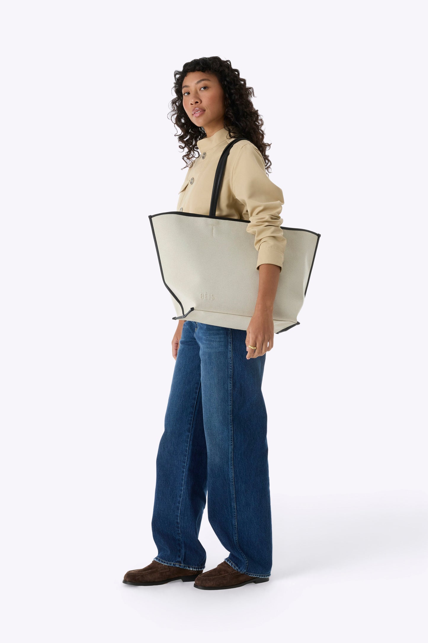 The Canvas and Leather Tote in Black