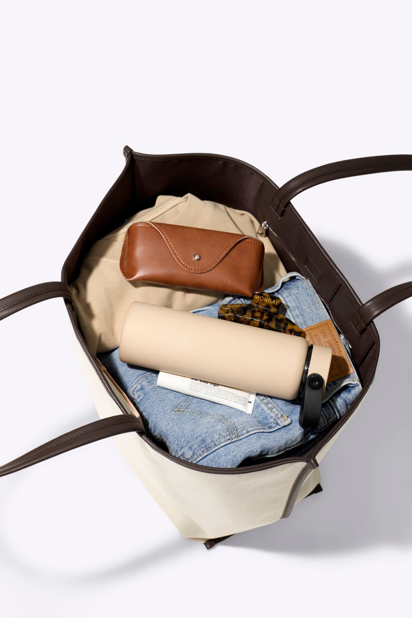 The Canvas and Leather Tote in Espresso