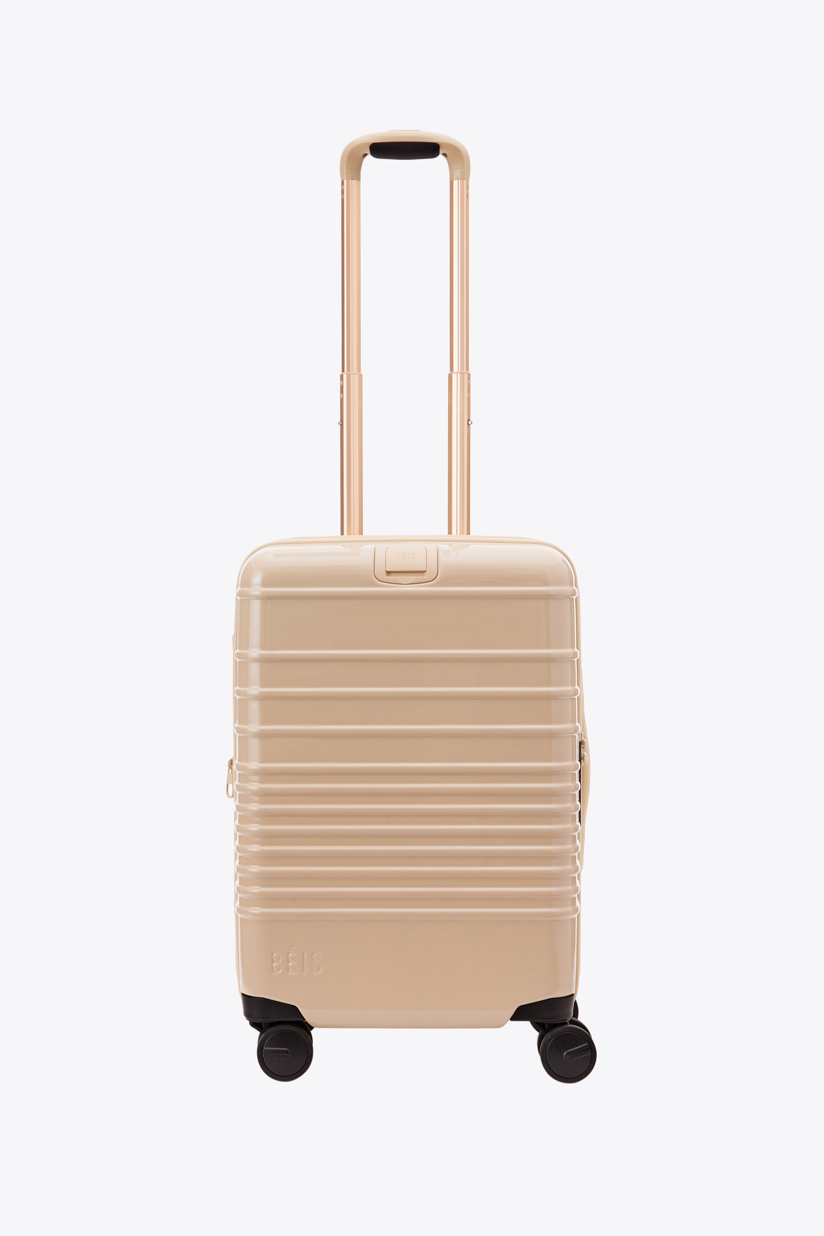 BEIS The Carry On Roller in Glossy Beige High Gloss 21 Carry On Luggage in Beige