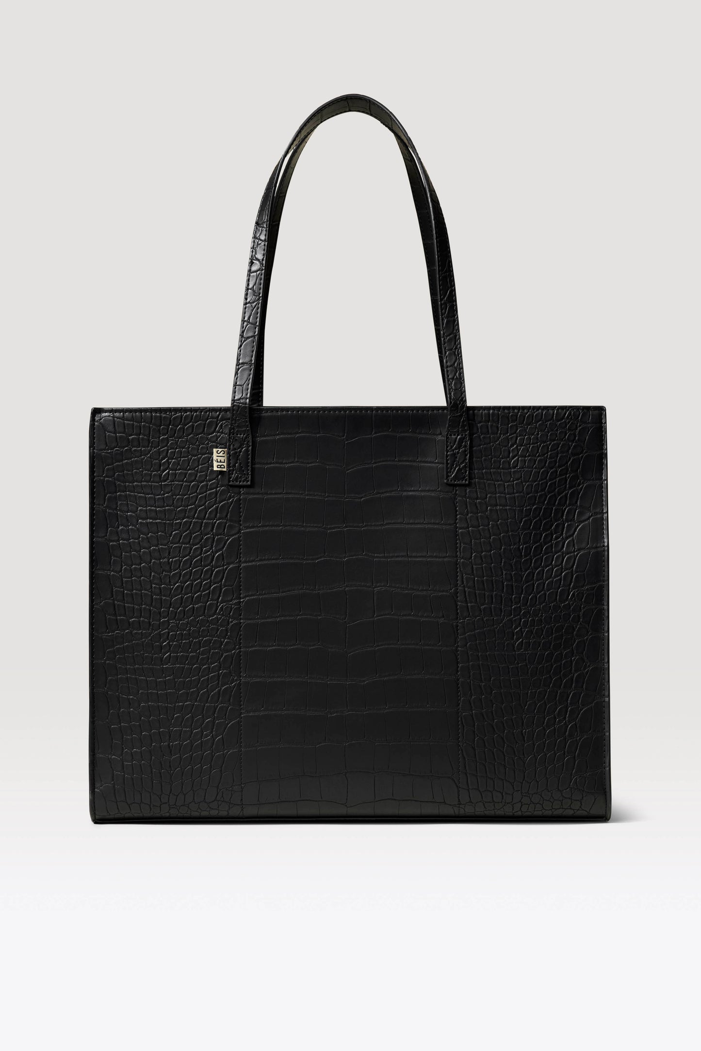 The Large Work Tote in Black Croc