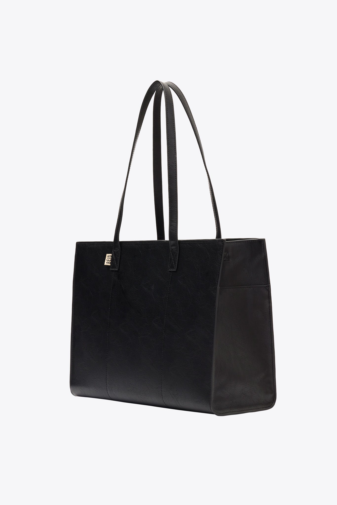 Black leather bag for work best sale