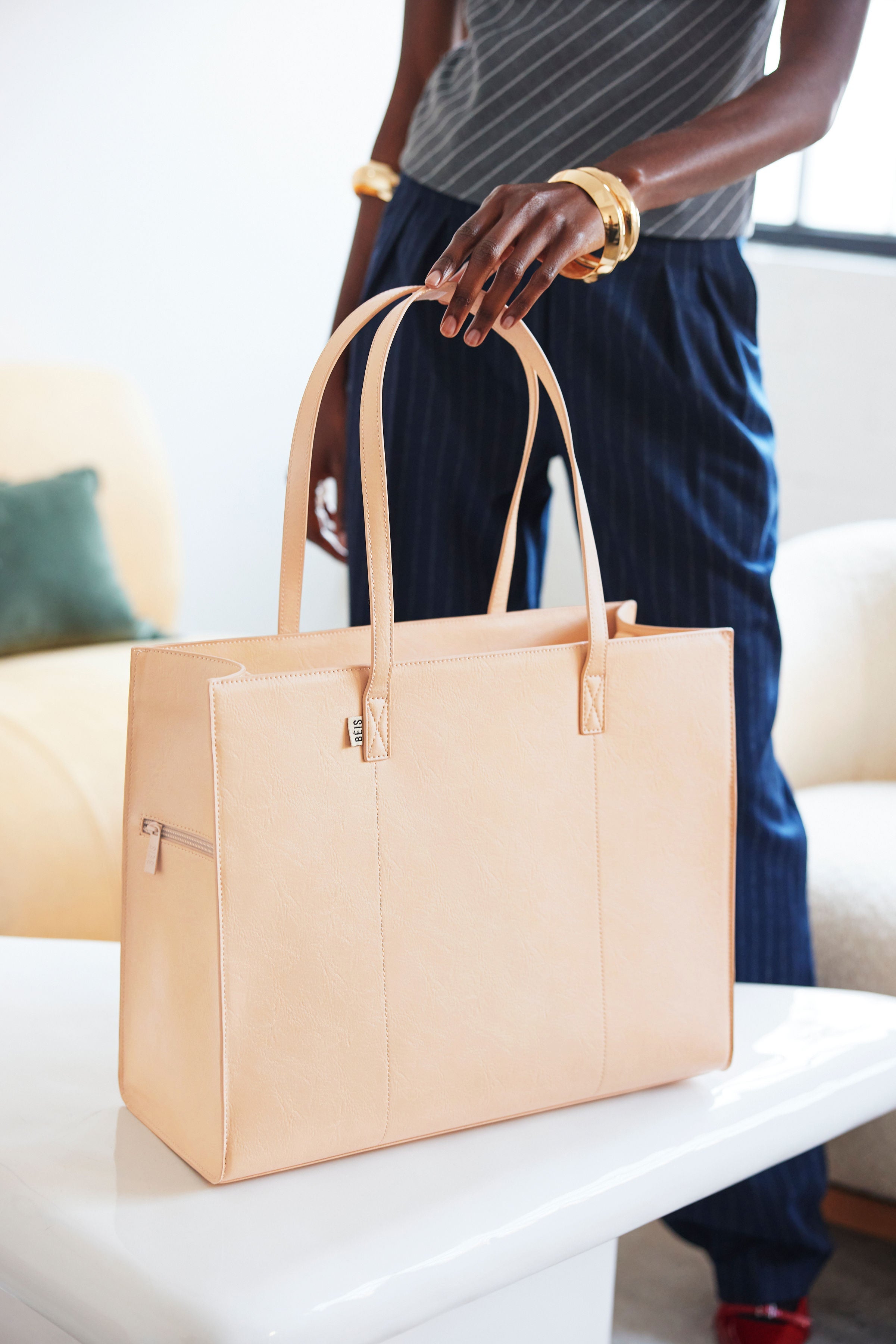 BÉIS 'The Large Work Tote' in Beige - Work Bag For Women & Laptop 