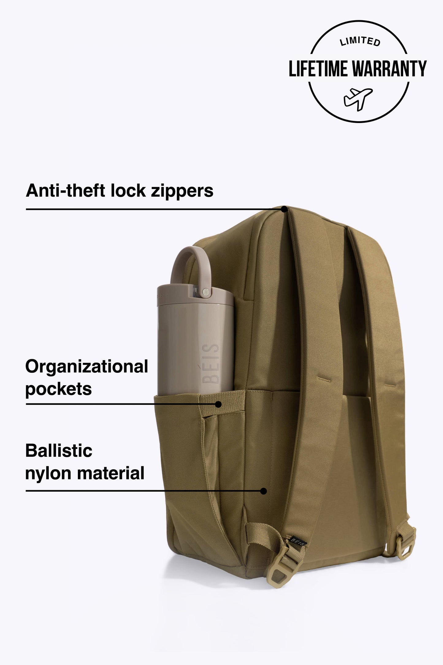 The Pro Travel Backpack in Khaki