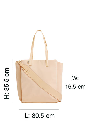 The Commuter Tote In Beige dimensions