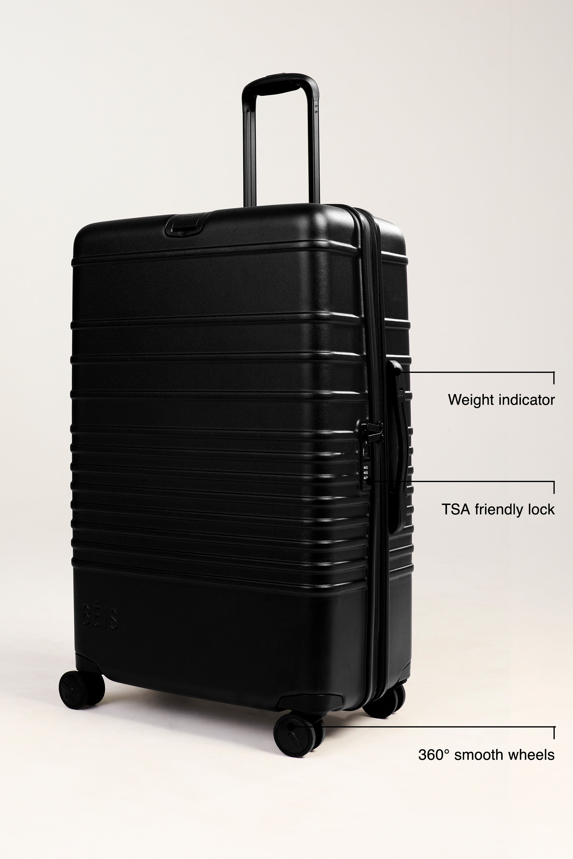 BEIS The Large Check In Roller in All Black 29 inch Large Check in Roller Luggage Suitcase