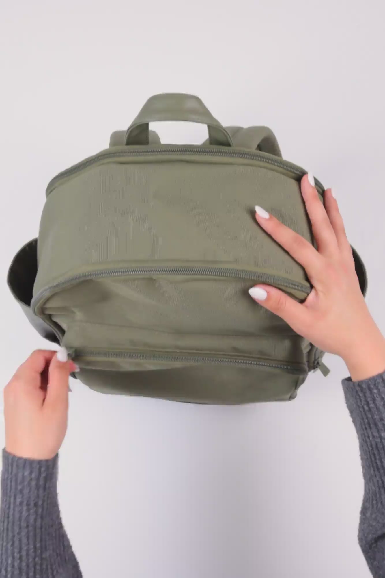 Olive green pink backpack online