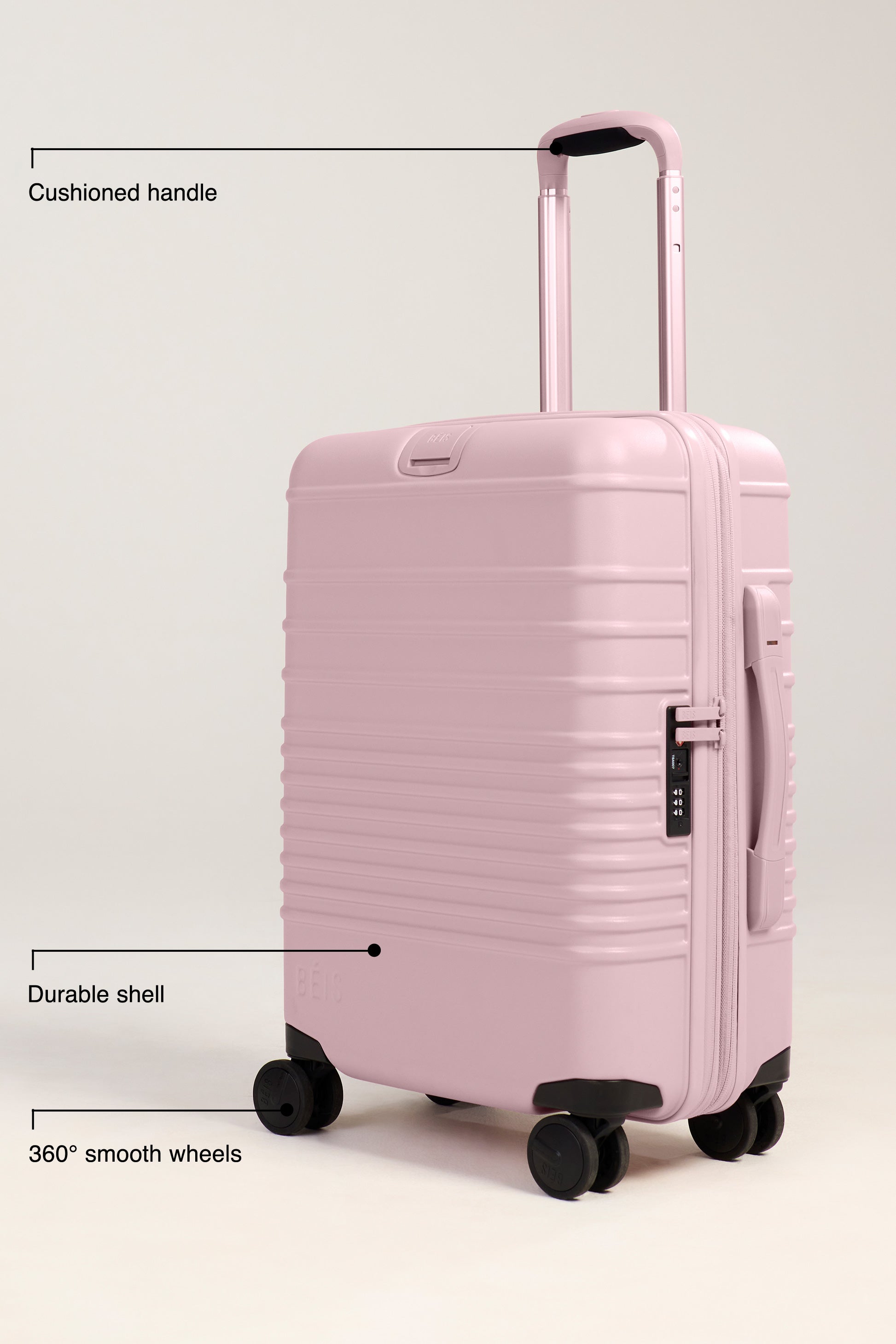 Pink carry on luggage wheels on sale