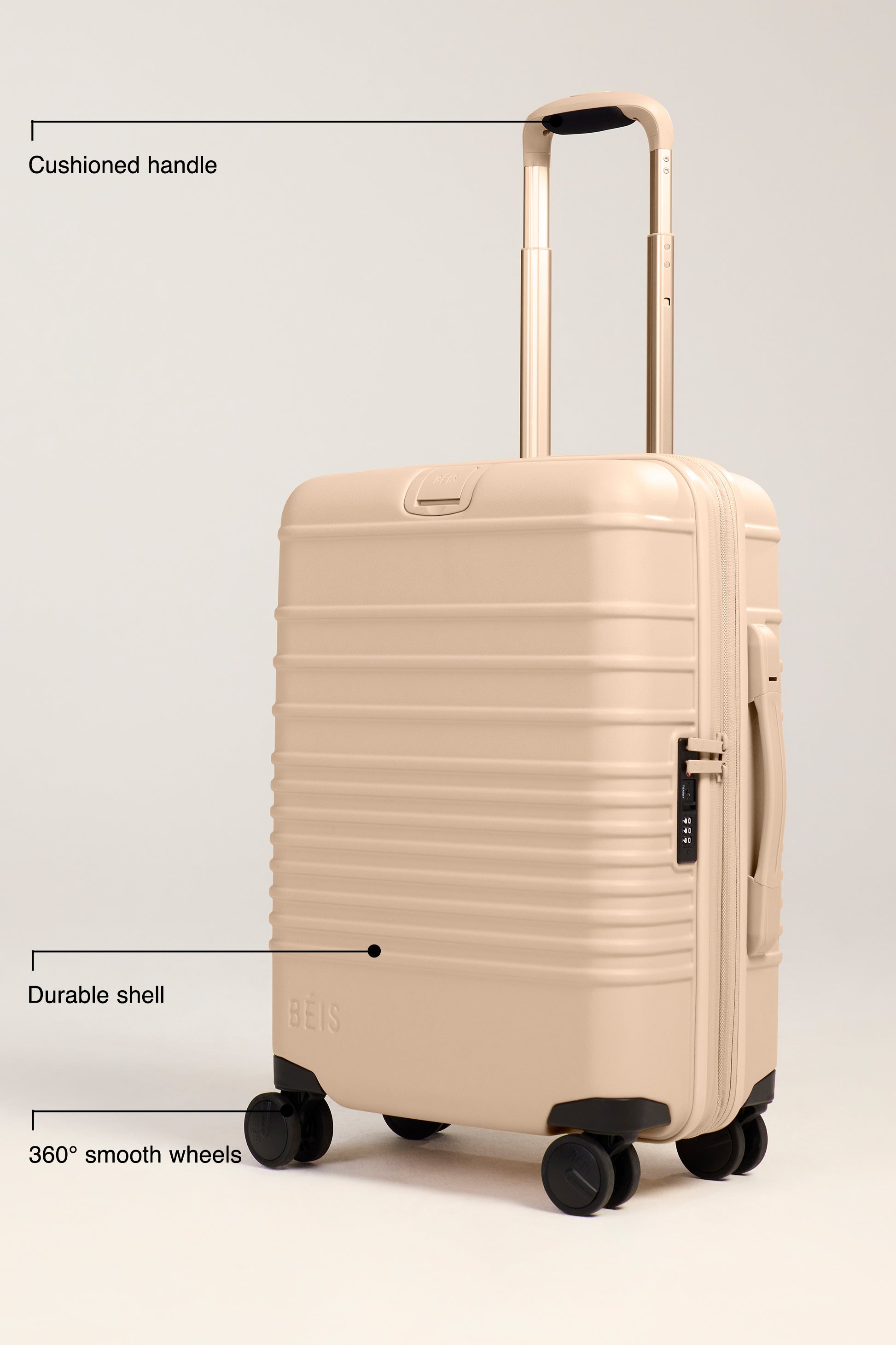 BEIS The Carry On Roller in Beige 21 Carry On Rolling Luggage Suitcase