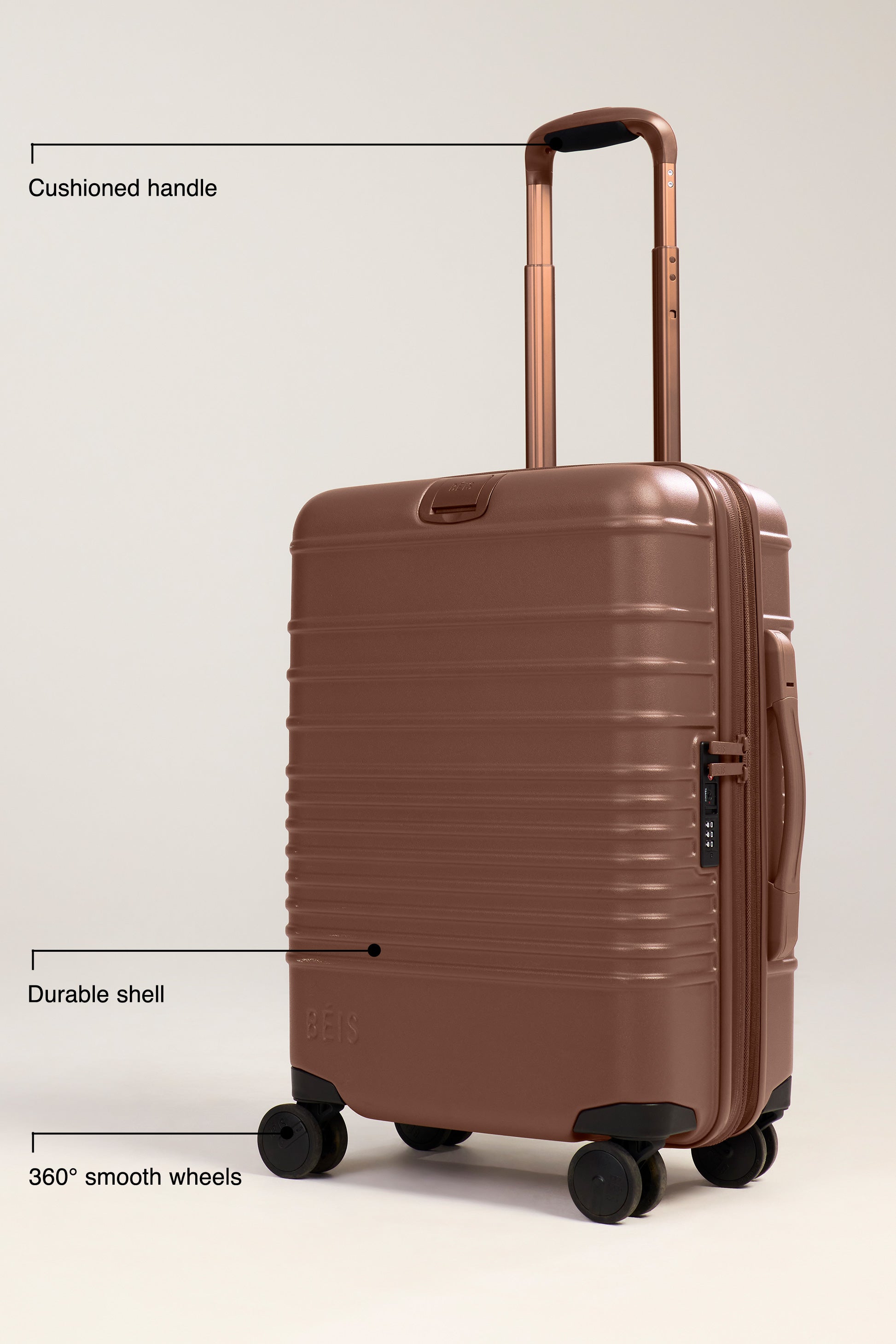 BEIS The Carry On Roller in Maple Brown Carry On Luggage Hard Shell Suitcase