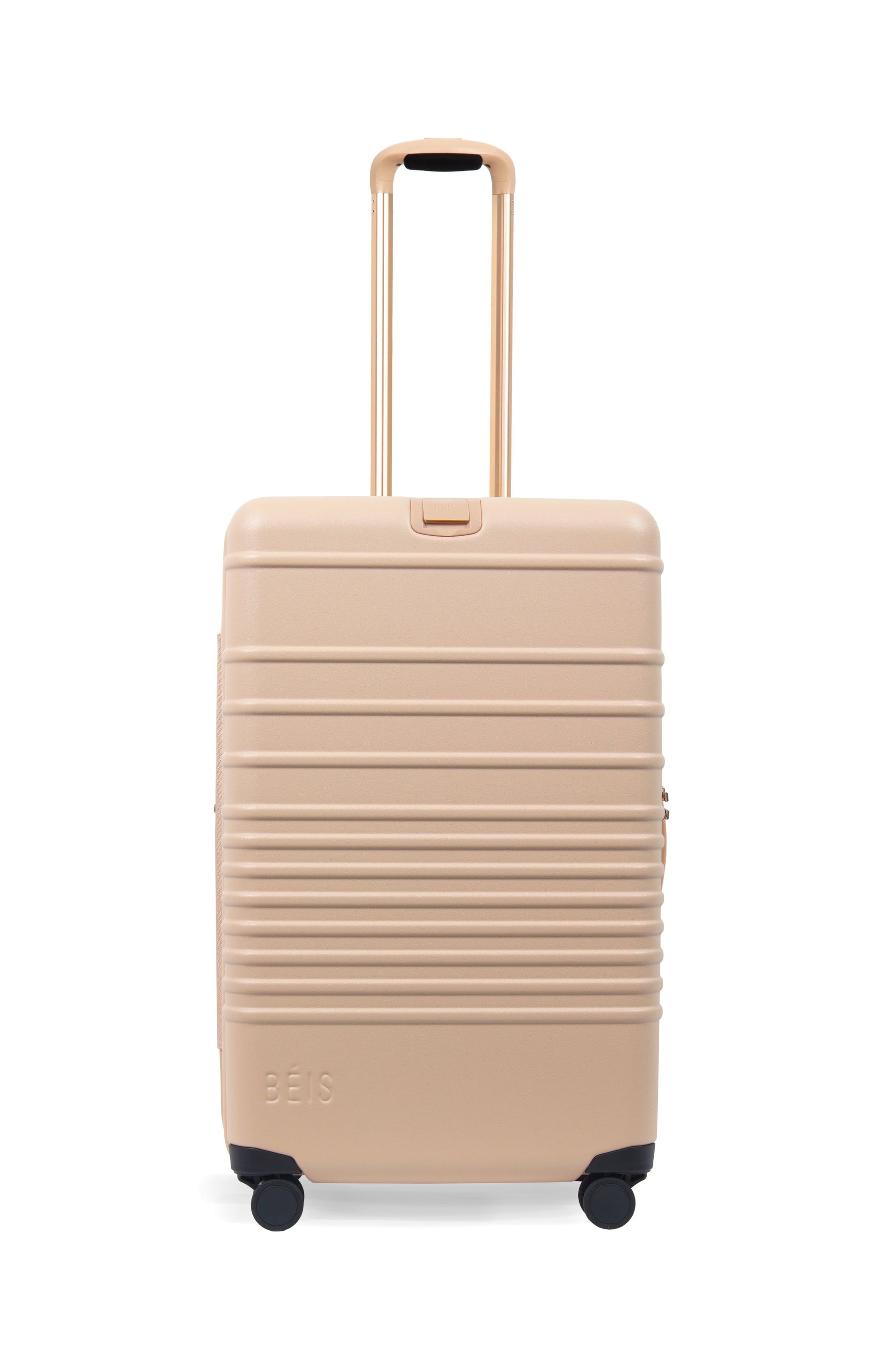 BEIS by Shay Mitchell | The 26" Check-In Roller in Beige (Product Image - front with handle )