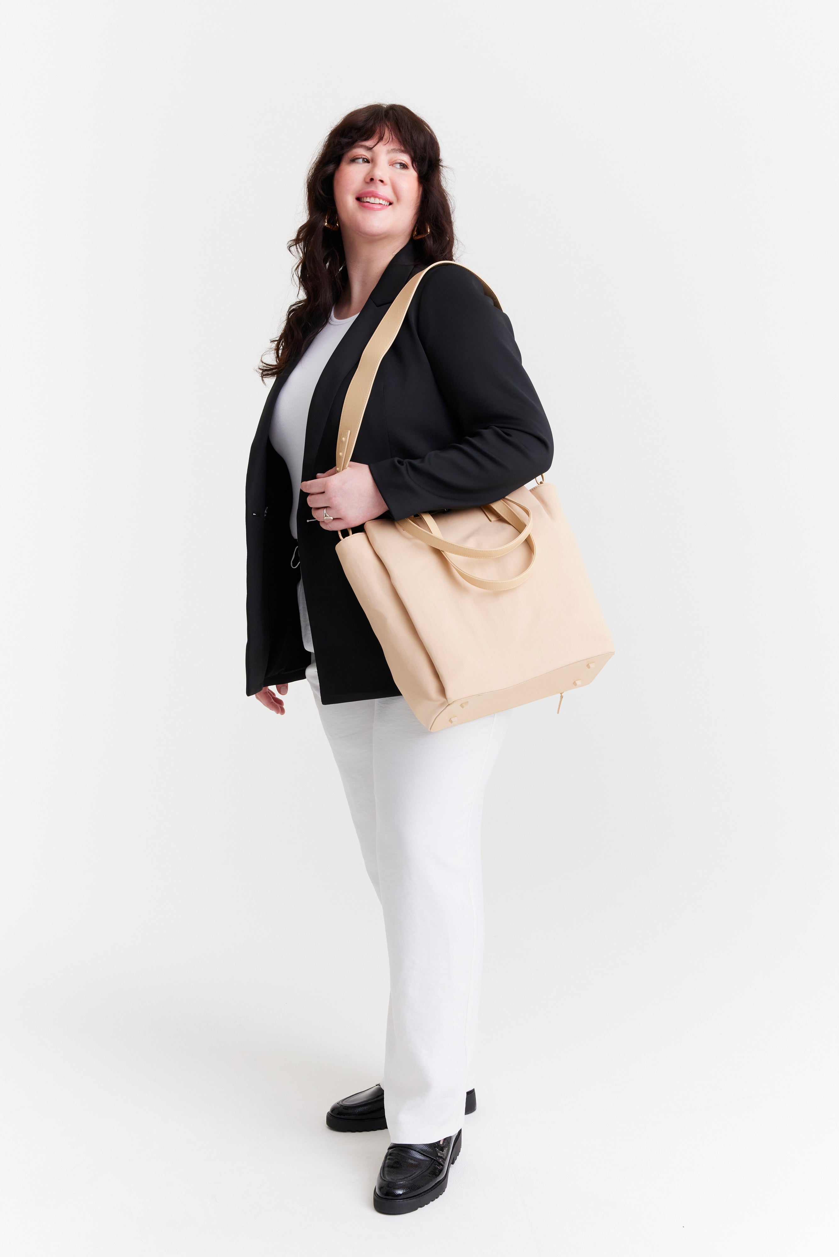 B is The Commuter Tote In Beige Beige Commuter Tote For Work