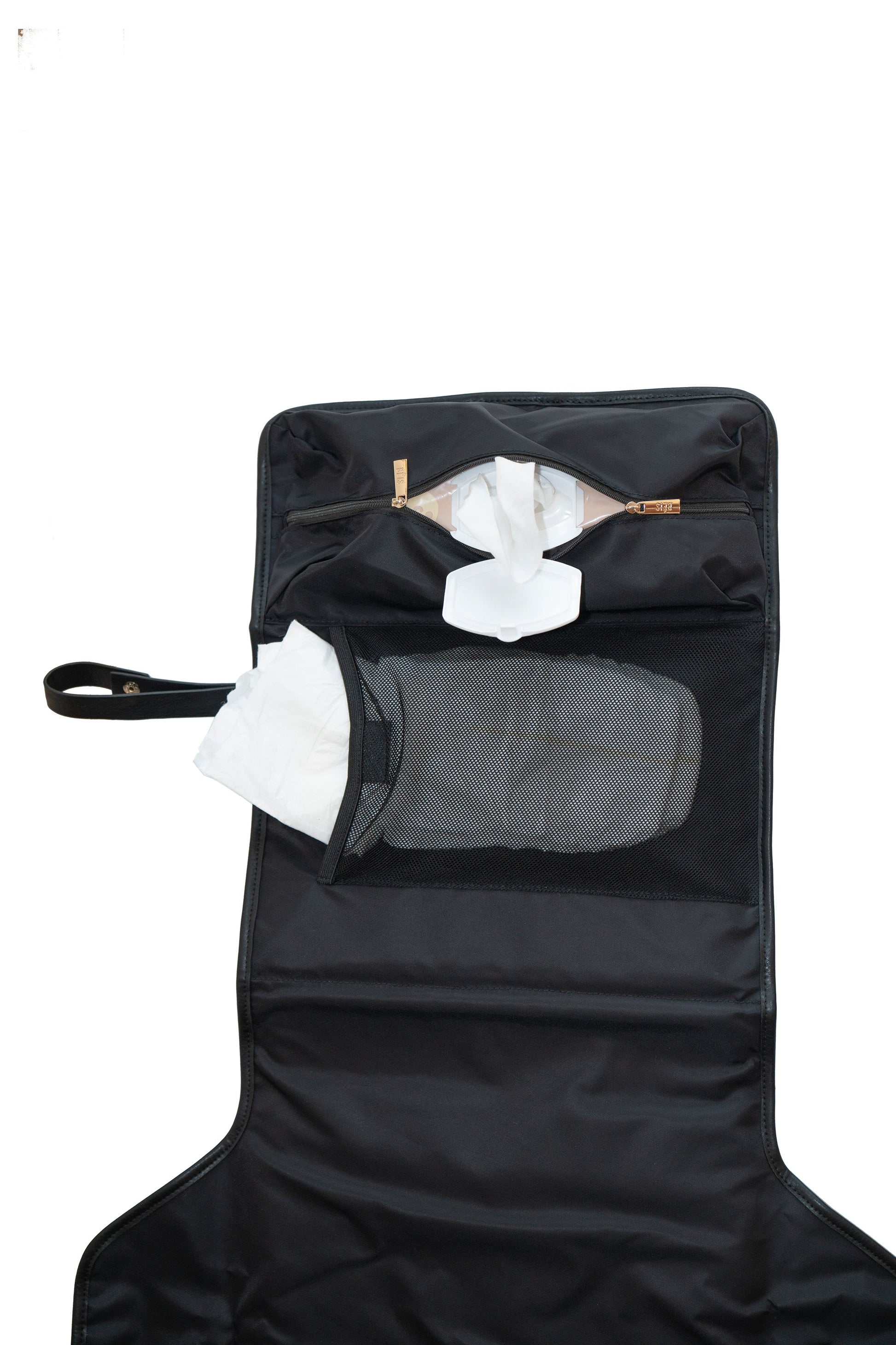 Changing Organizer Black Open Diaper Wipes