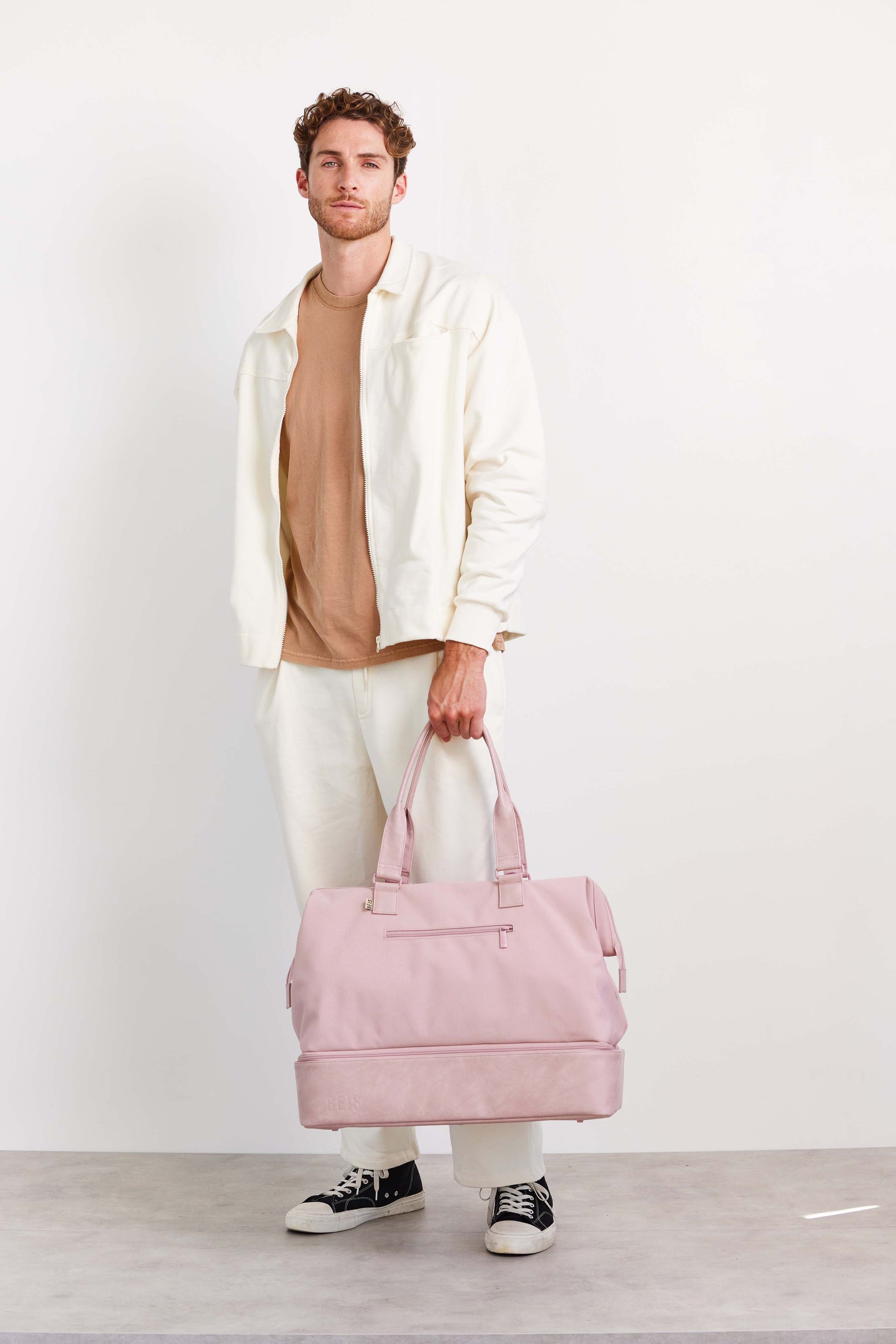 Pink weekender bag beis Clearance