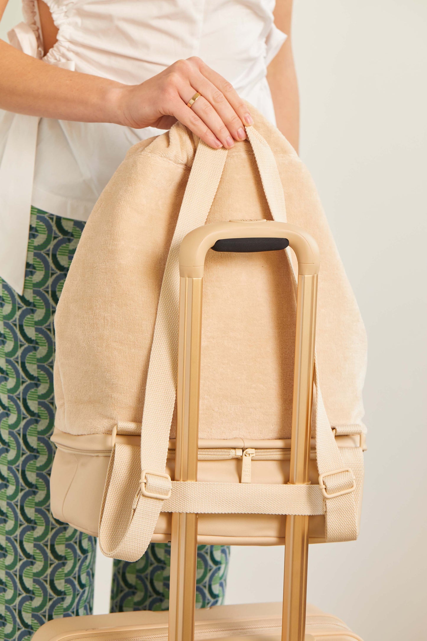 The Terry Backpack Cooler in Beige