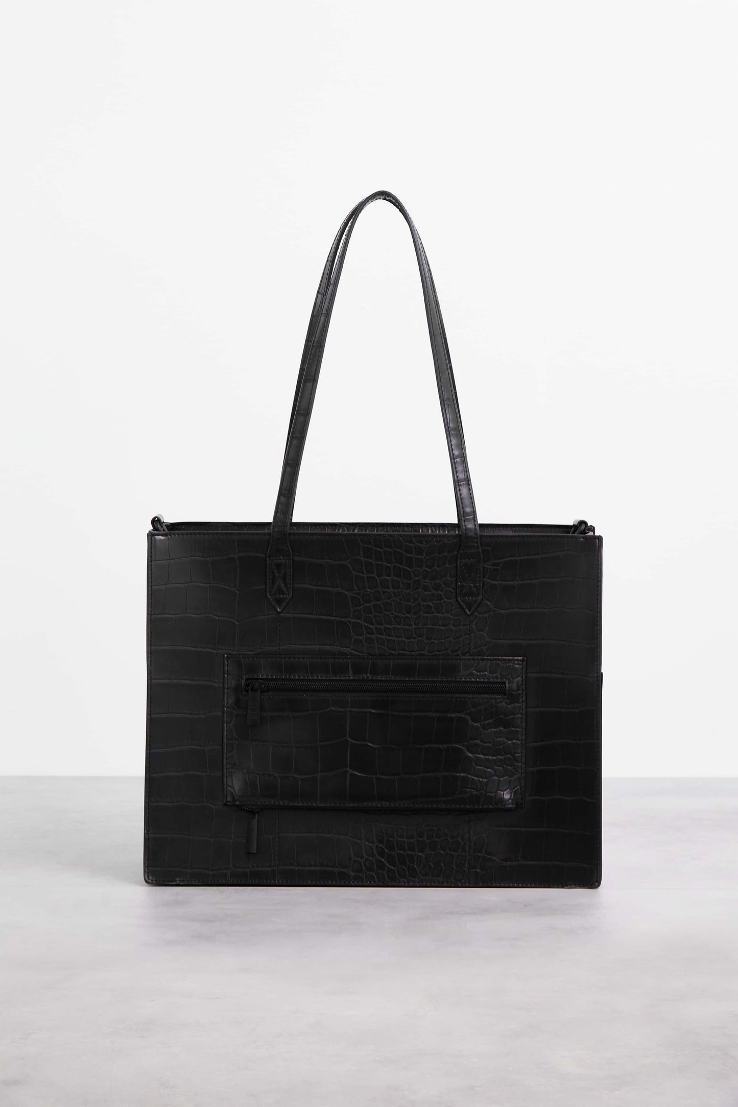 Mini Work Tote in Black Croc Back Trolley Sleeve and Small Zipper Pocket