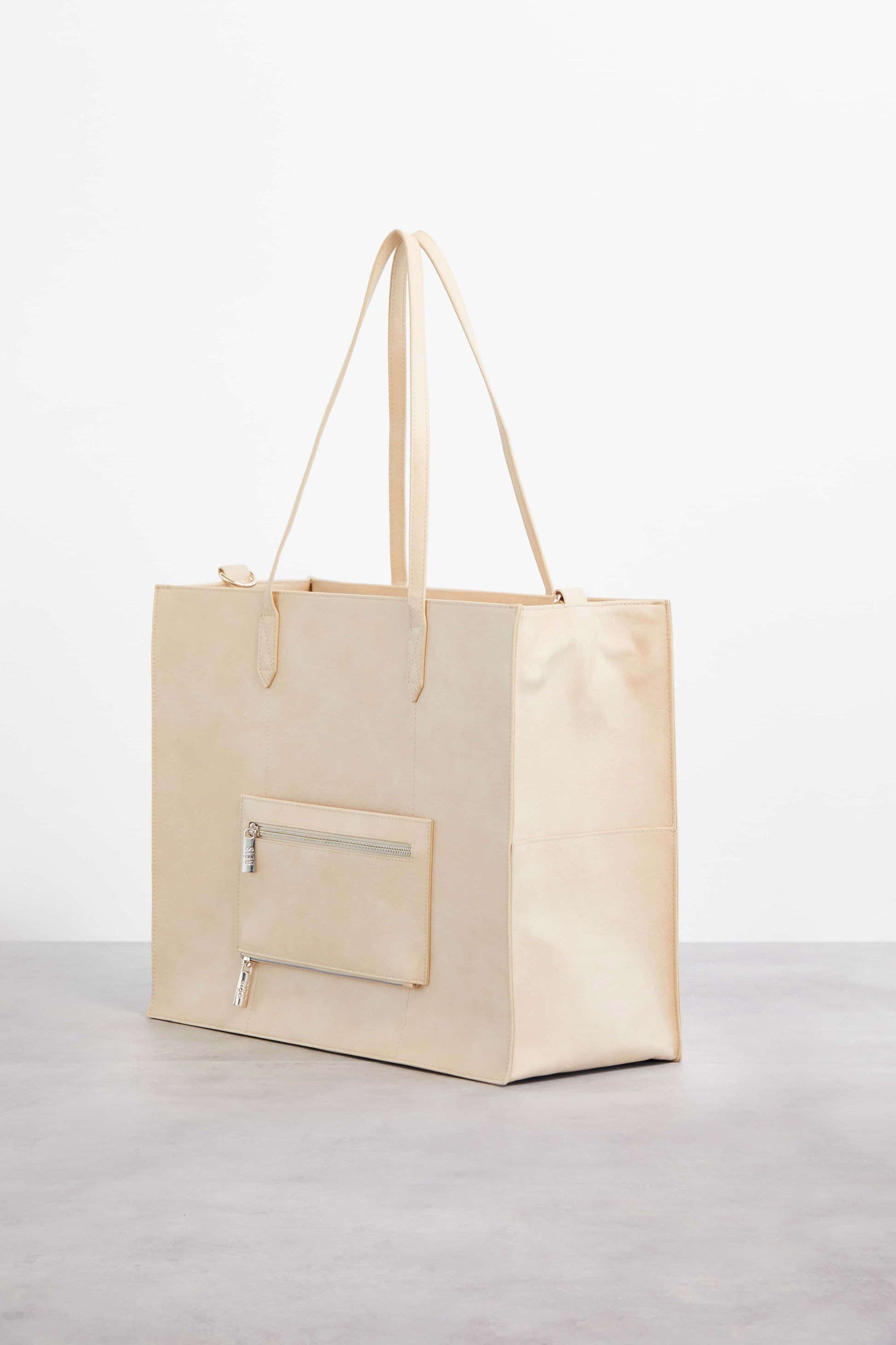 Work Tote Beige Back and Side Angle