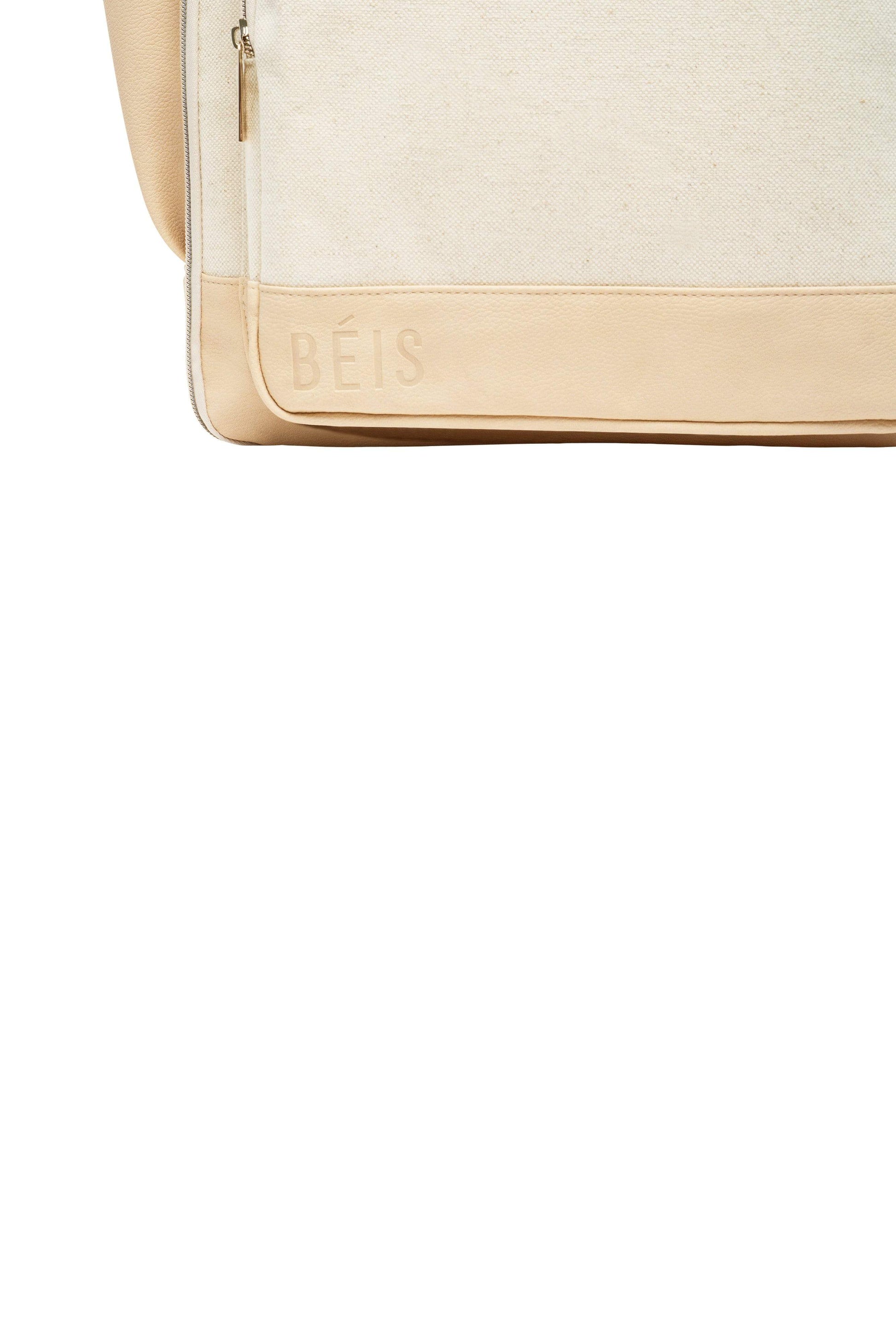 BEIS by Shay Mitchell | The Backpack in Beige - Logo Detail