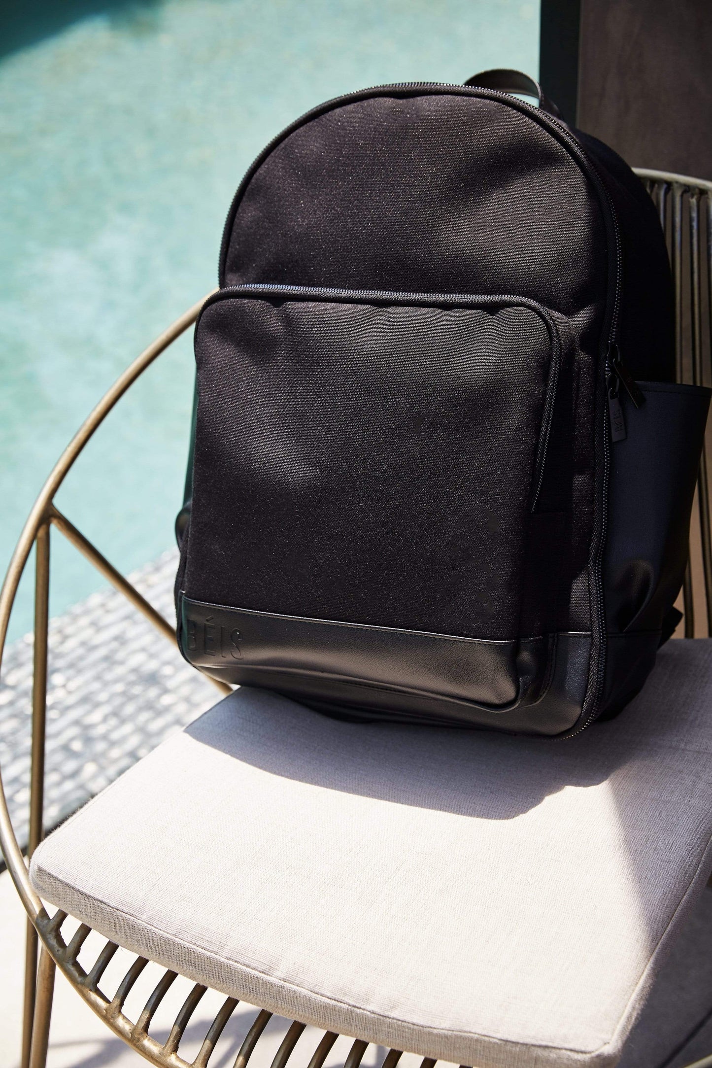 Backpack Black Front Poolside