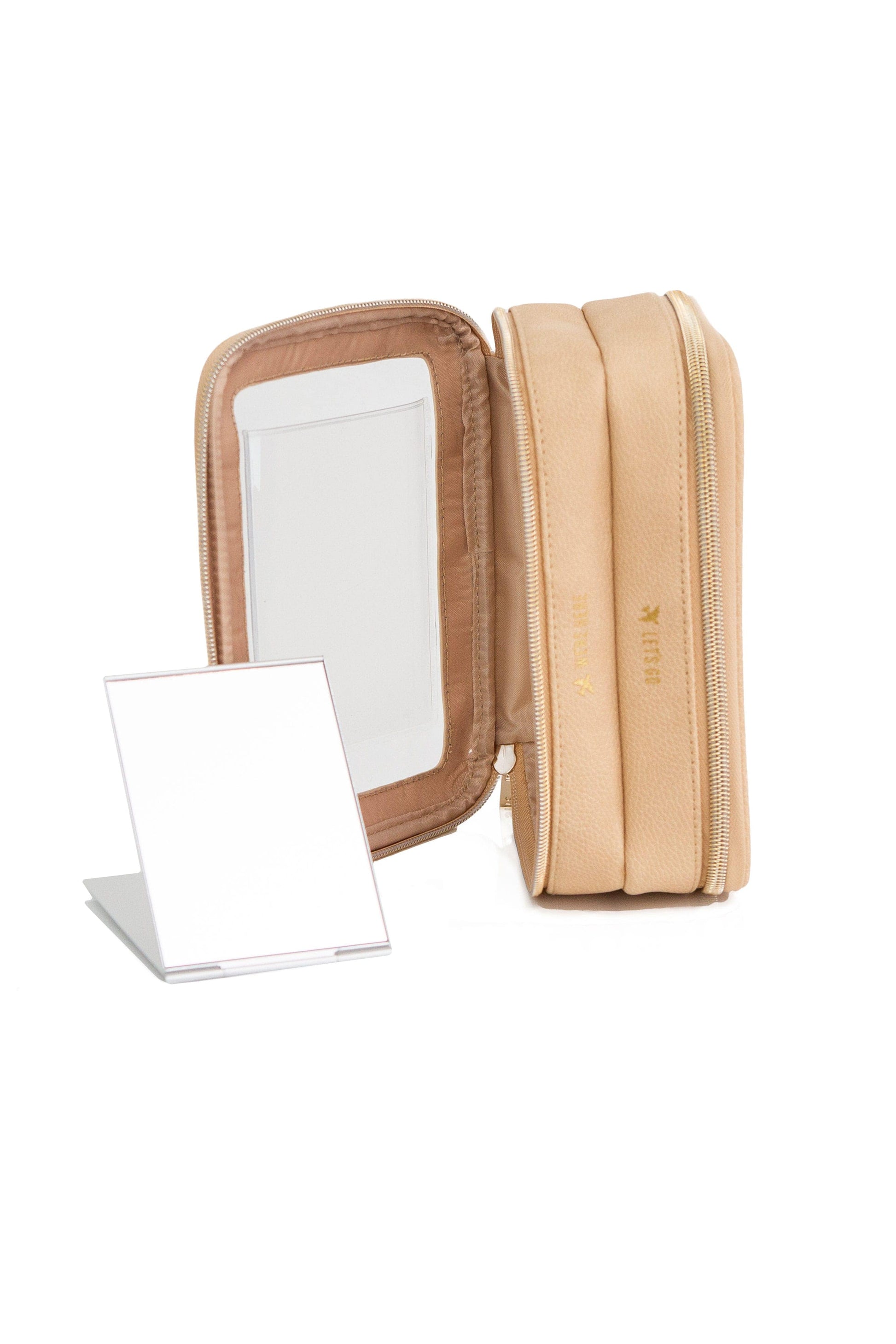BEIS by Shay Mitchell | The On-The-Go Essential case in Beige (Product Image - interior with mirror)